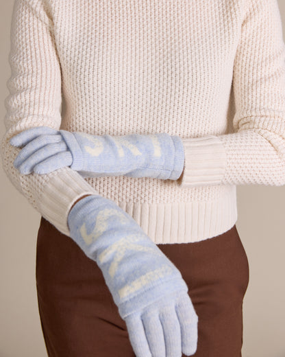 Merino Ski Snowfall Gloves Blue Mist - Alashan