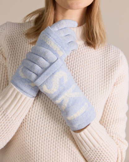 Merino Ski Snowfall Gloves Blue Mist - Alashan