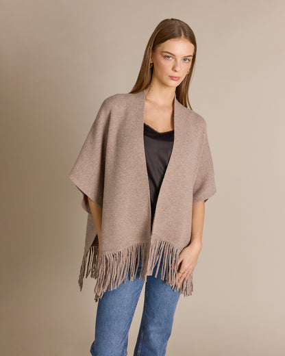 Merino Phoenix Fringe Ruana Coconut - Alashan