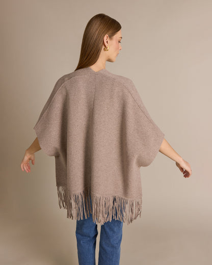 Merino Phoenix Fringe Ruana Coconut - Alashan