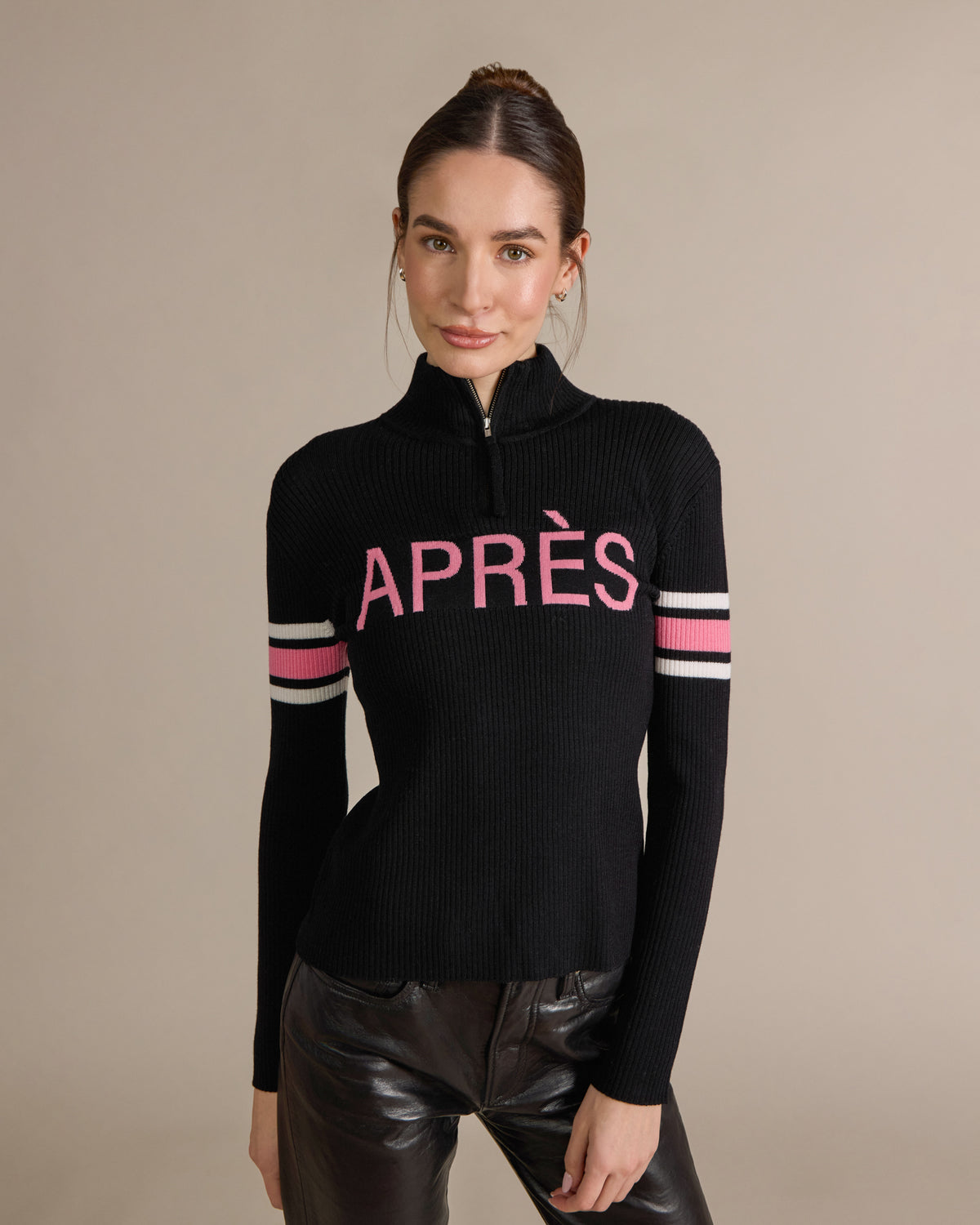 Merino Apres Quarter Zip Sweater Caviar Combo - Alashan