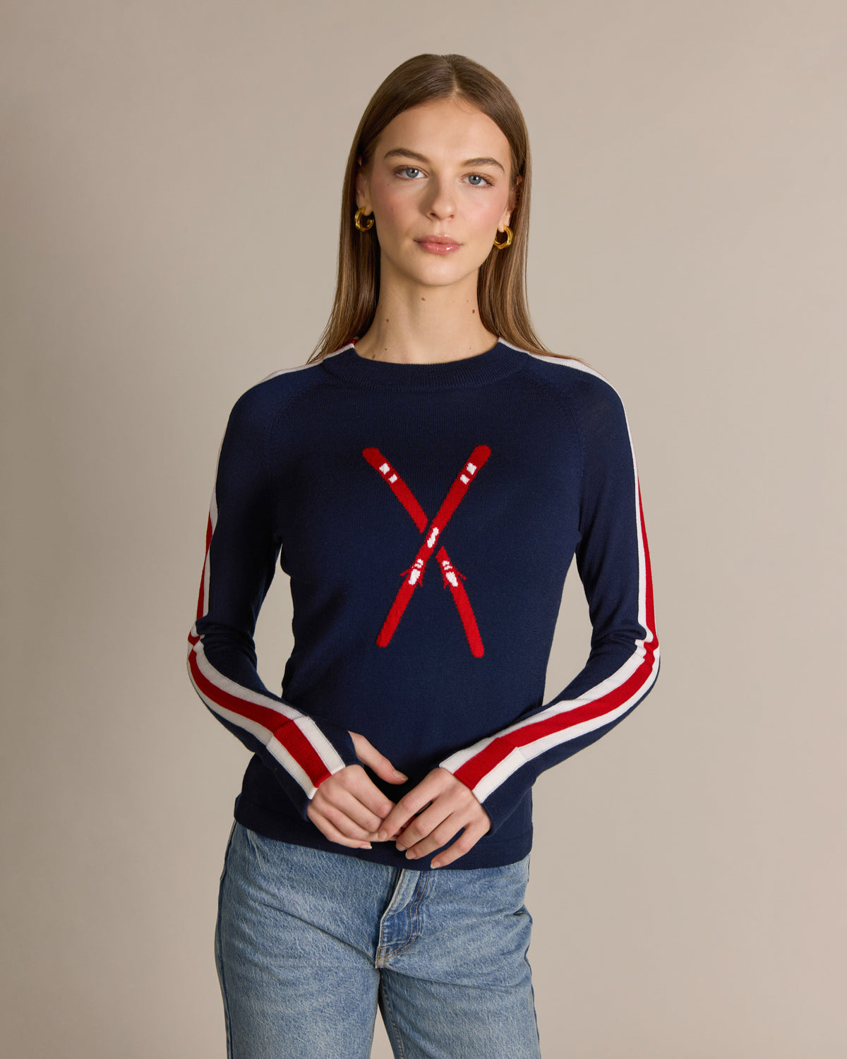 Merino Crossed Skis Sweater Odyssey Combo - Alashan
