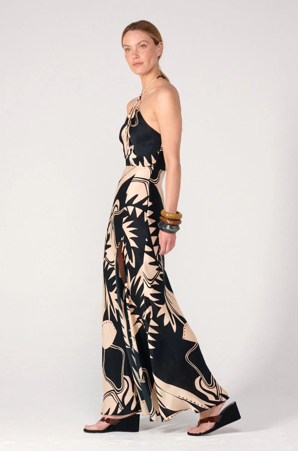 Stella Long Dress Black Oasis - Poupette St Barth