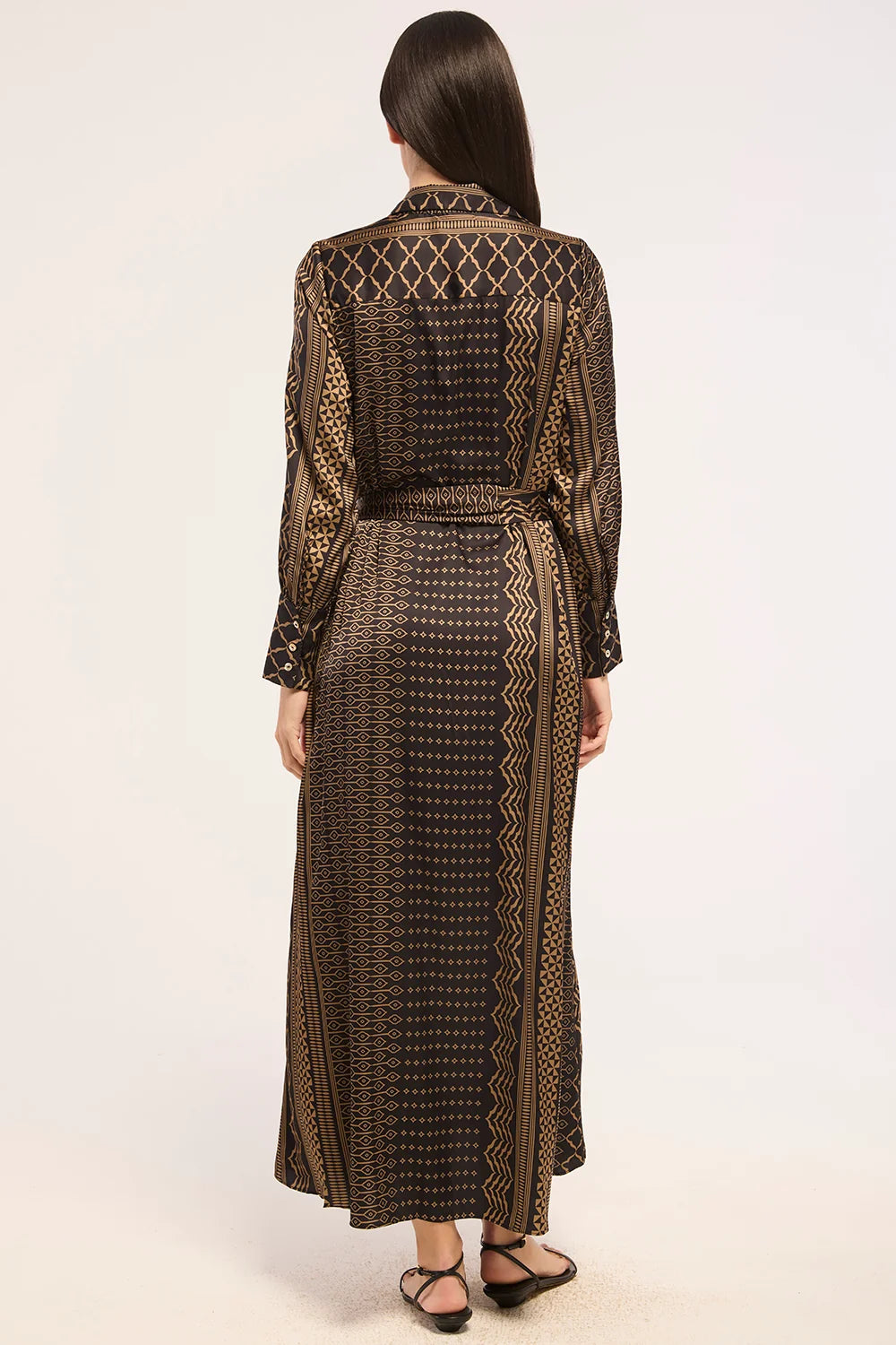 Herminia Dress Noir Geometry Satin - MISA