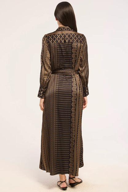 Herminia Dress Noir Geometry Satin - MISA