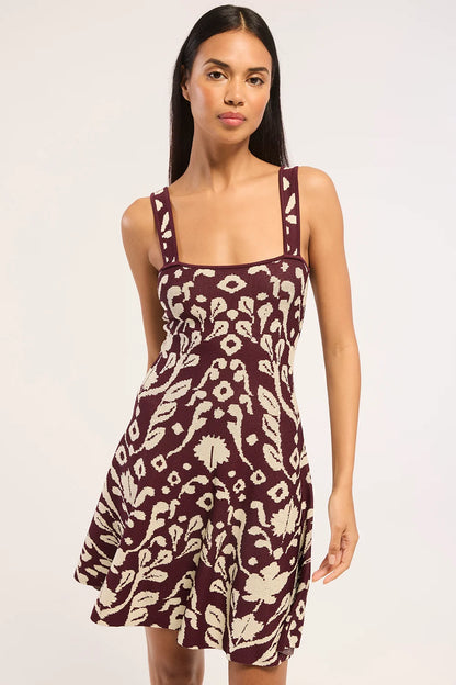 Elodie Dress Brown Mirrored Botanicals - MISA