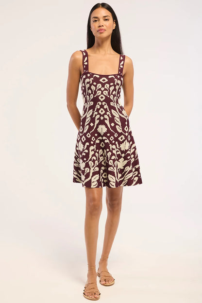 Elodie Dress Brown Mirrored Botanicals - MISA