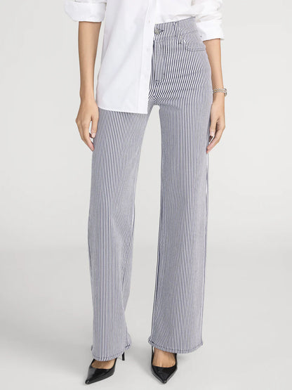 Le Slim Palazzo Navy Stripe - Frame
