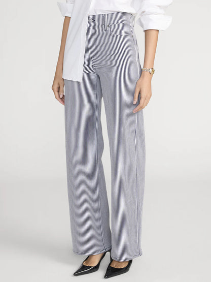 Le Slim Palazzo Navy Stripe - Frame