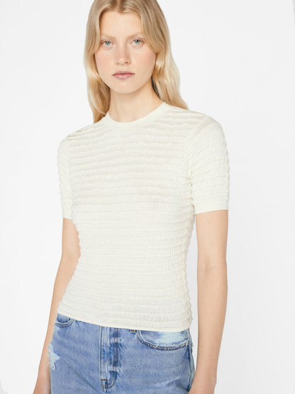 Smocked Short Sleeve Sweater Blanc - FRAME