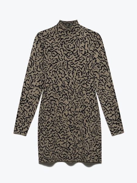 Jacquard Sweater Dress Light Camel Multi