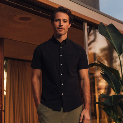 Leeward Short Sleeve Shirt Black Solid - Mizzen + Main