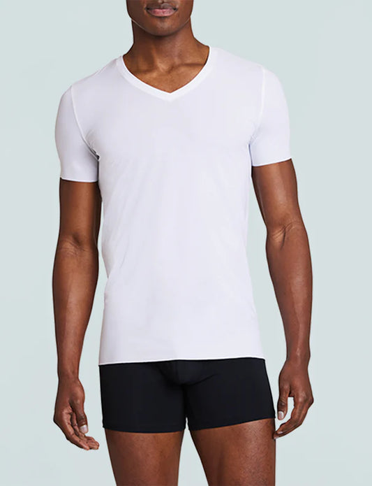 Men's Classic Microfiber V-Neck Undershirt White - Commando