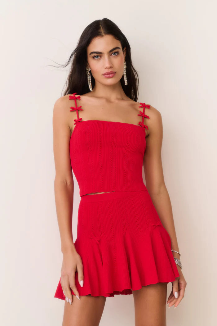 Garrett Rib Pointelle Top Candy Apple - LoveShackFancy