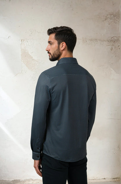 Apex Shirt Micro Houndstooth Dark Grey - Stone Rose