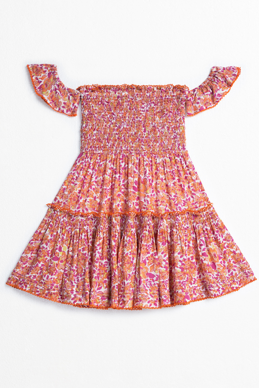 Mini Dress Aurora Kids Pink Net - Poupette St Barth