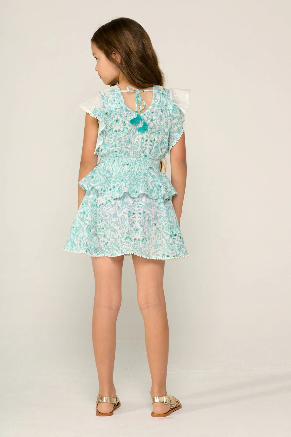 Girls Noemi Mini Dress Aqua Tiare - Poupette St Barth
