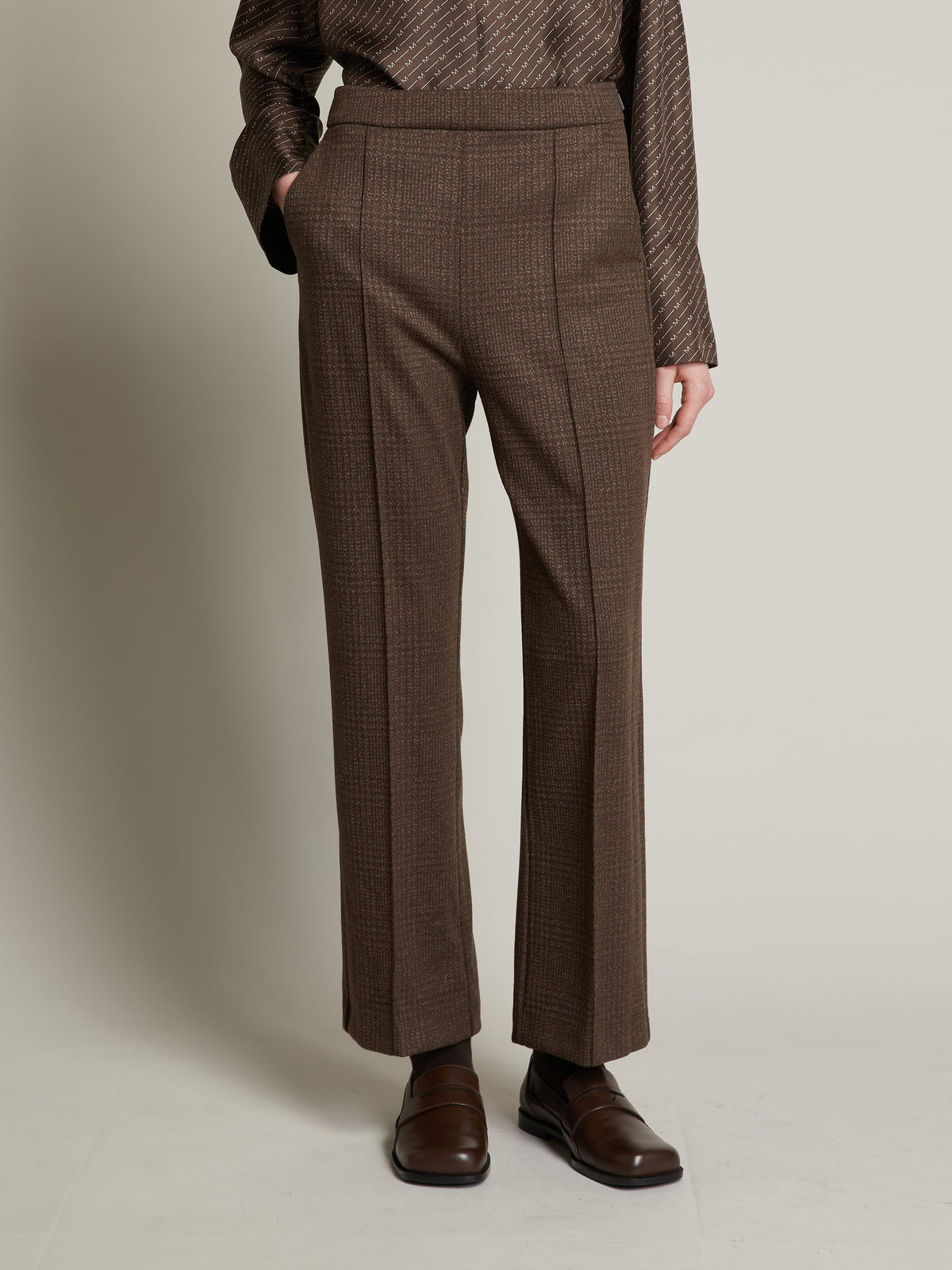 Jersey Trouser Brown Plaid - Max Mara