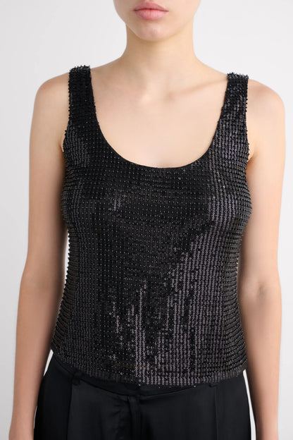 Moira Scoop Neck Tank Jet - Toccin