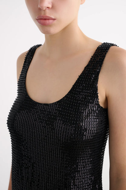 Moira Scoop Neck Tank Jet - Toccin