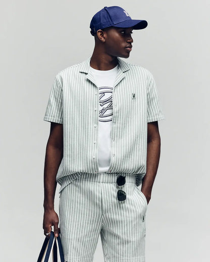 Robert Texture Stripe Shirt Iceberg Green - Psycho Bunny