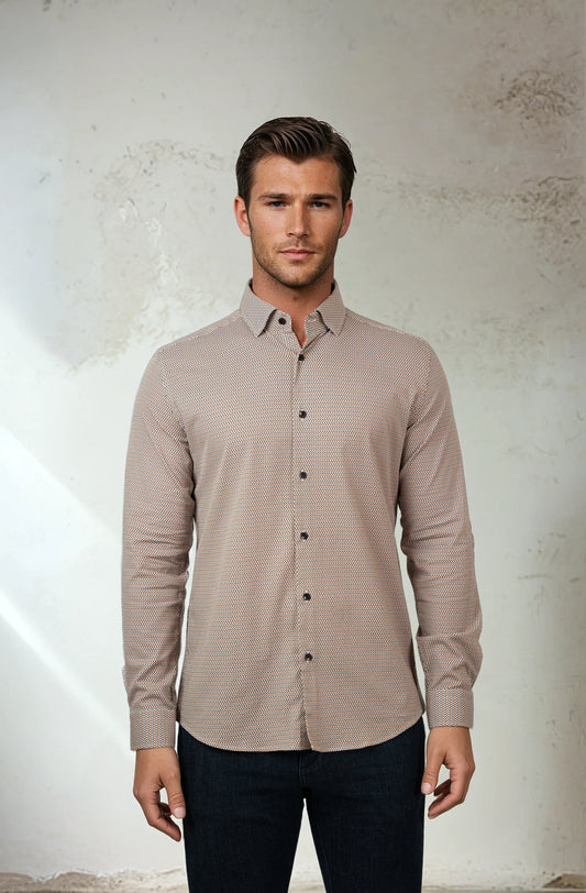 Nova Shirt Medium Orange Micro Weave - Stone Rose