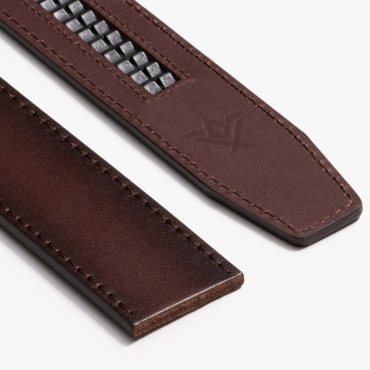 Mahogany Full Grain Leather Belt with Silver Buckle - Slide Belts