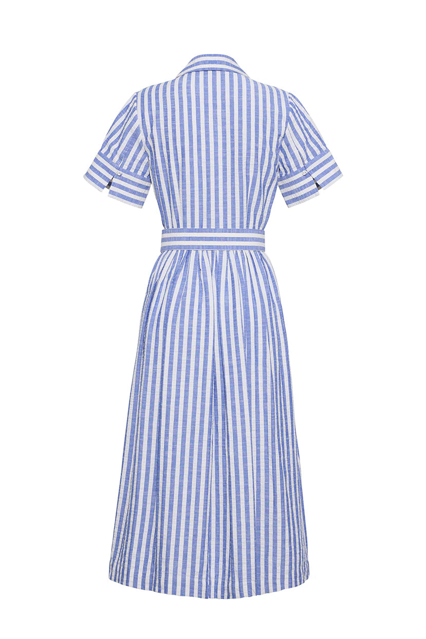 Malena Dress Seersucker Blue - Cara Cara