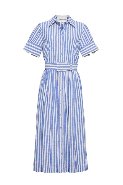 Malena Dress Seersucker Blue - Cara Cara