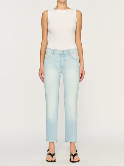 Mara Straight : Mid Rise Instasculpt Ankle Jeans Blue Isle - DL1961