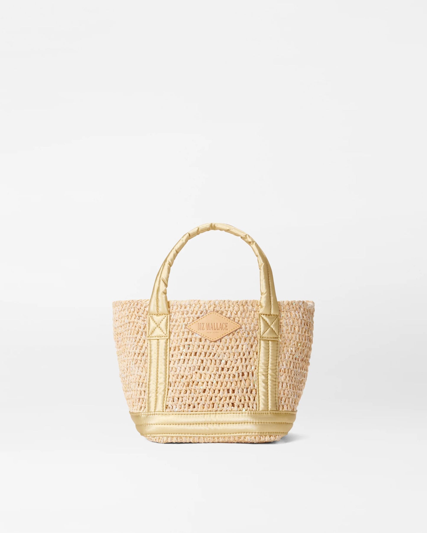 Mini Raffia Tote Sequin Light Gold Pearl Metallic - MZ Wallace