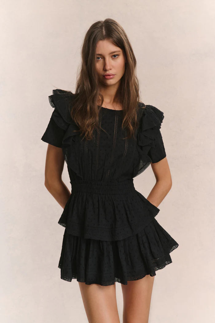 Natasha Heritage Mini Dress Black - LoveShackFancy