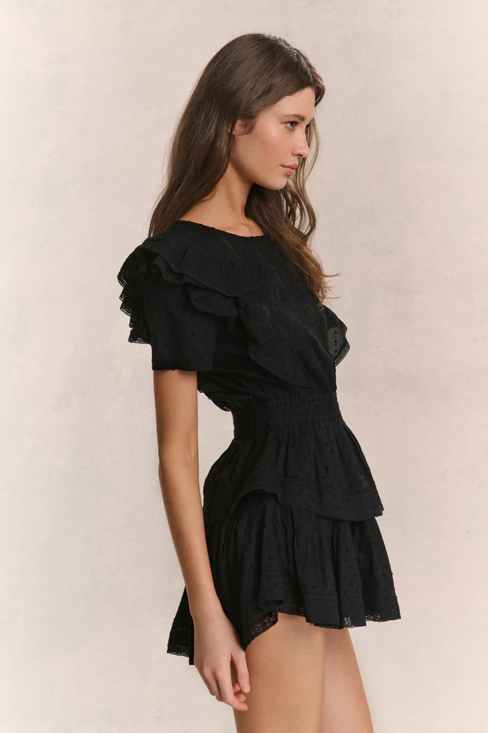 Natasha Heritage Mini Dress Black - LoveShackFancy