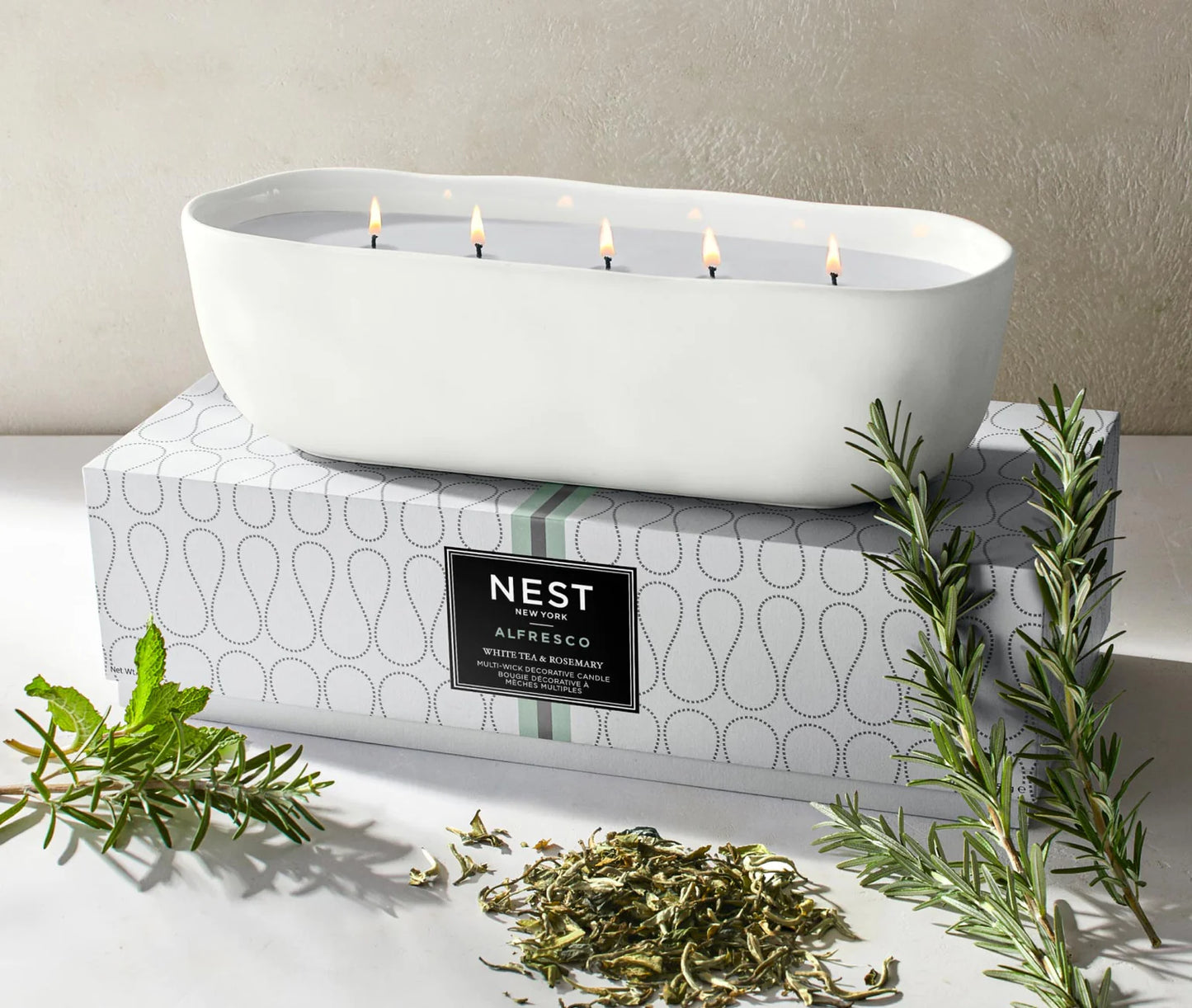 White Tea & Rosemary Alfresco Multi-Wick Decorative Candle - NEST