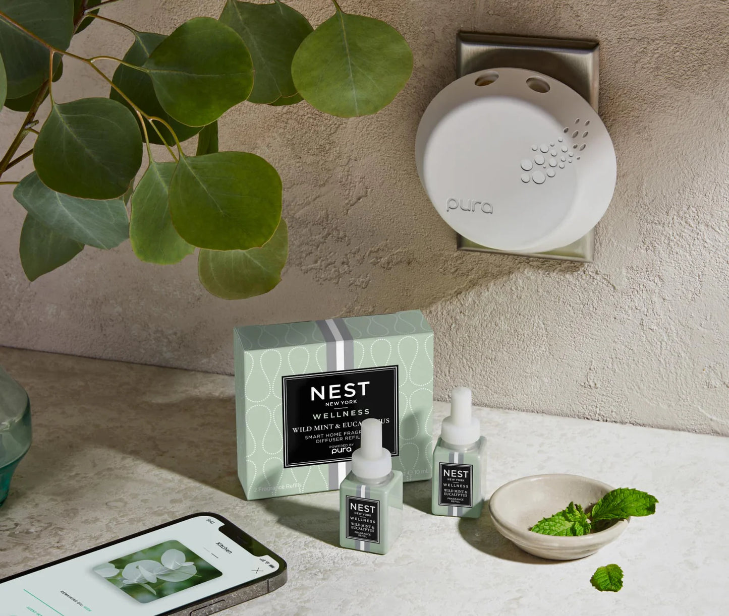 Wild Mint & Eucalyptus Refill Duo for Pura Smart Home Fragrance Diffuser - Nest