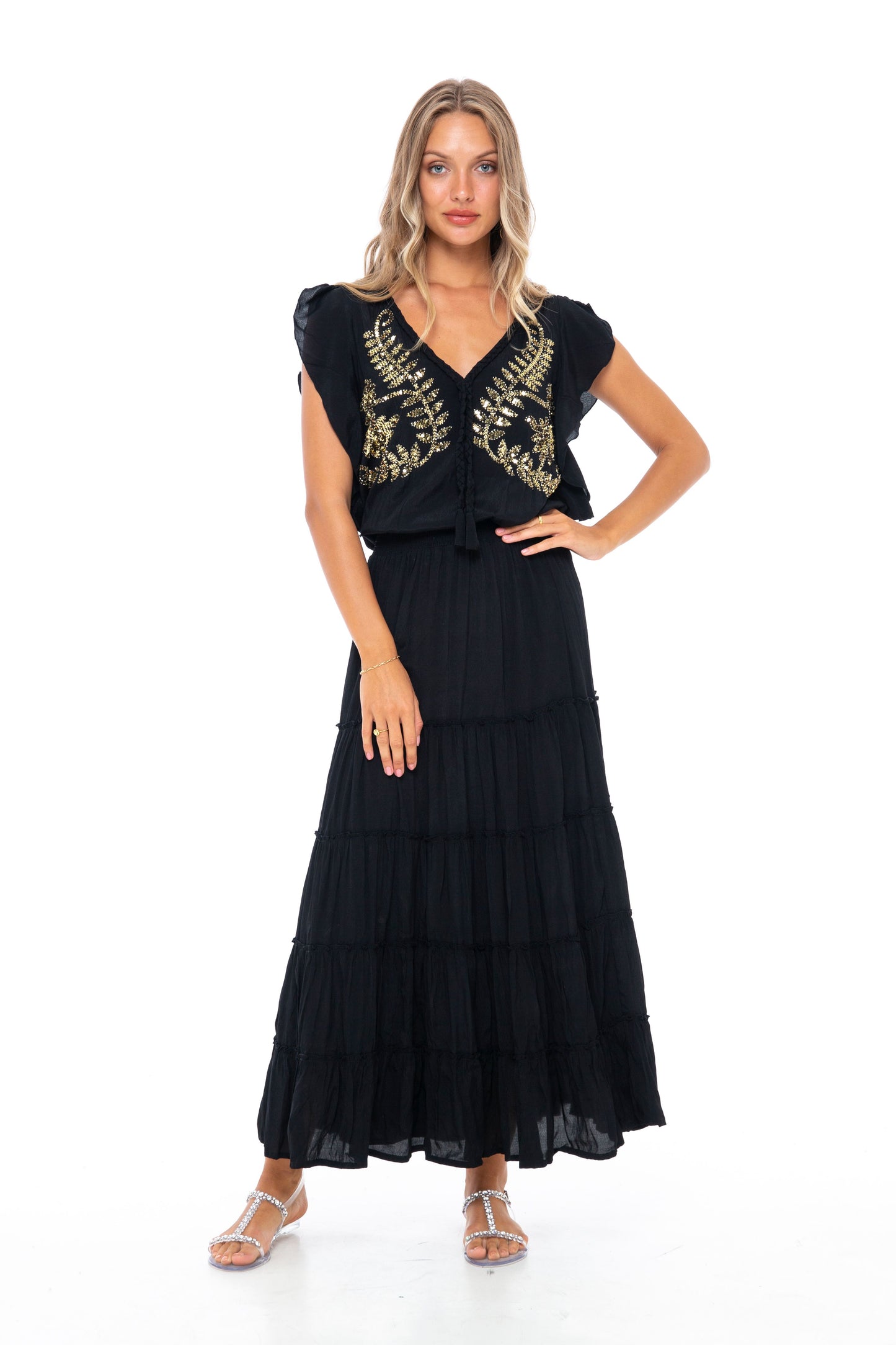 Evening Cesme Long Dress Black - Skemo