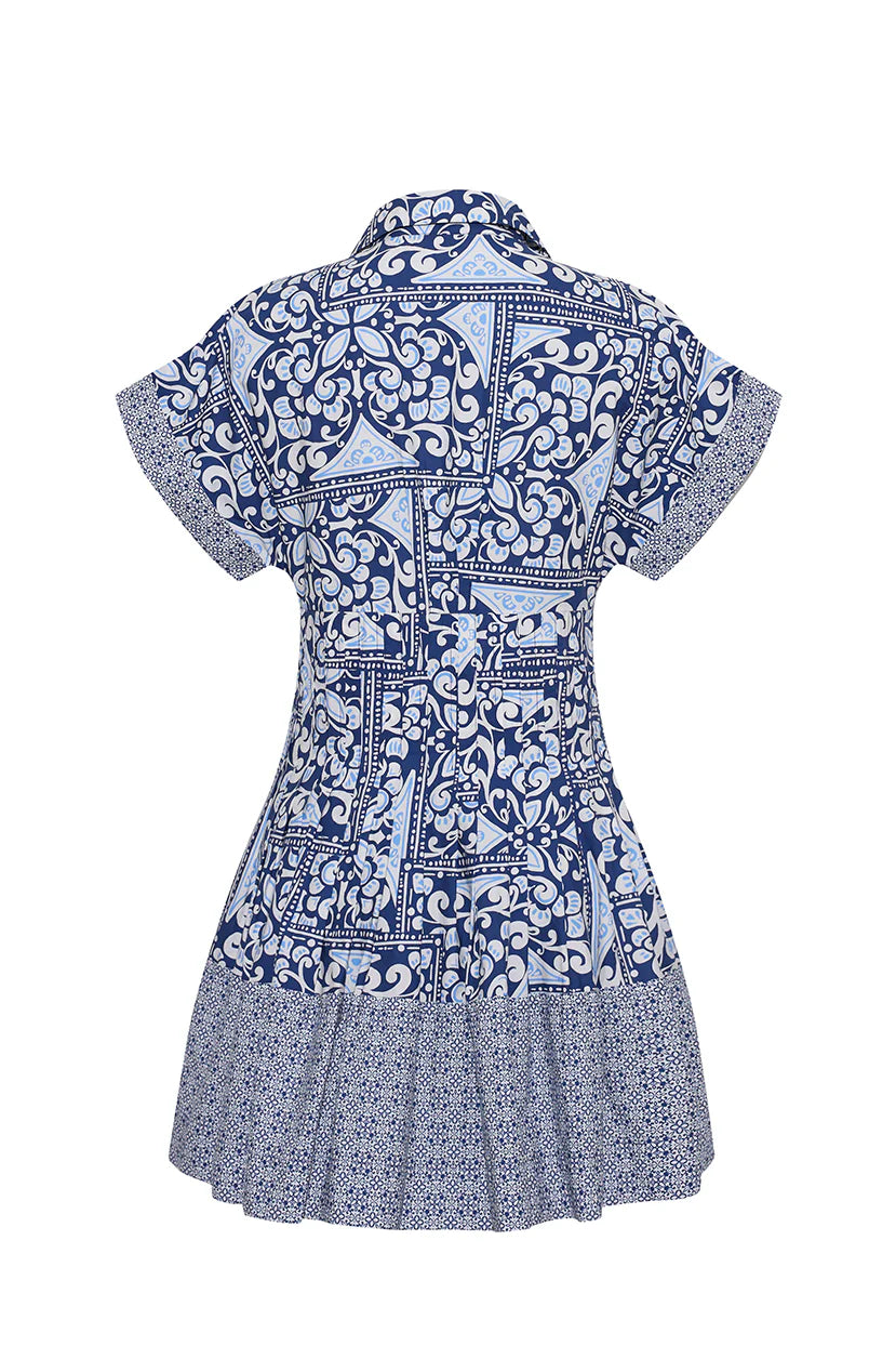 Nash Mini Dress Hart Tile Navy - Cara Cara