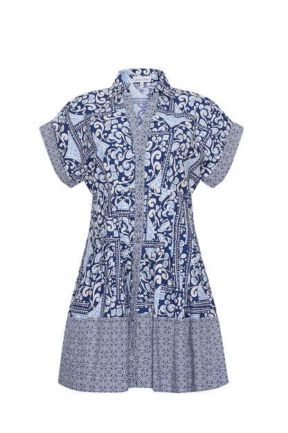 Nash Mini Dress Hart Tile Navy - Cara Cara