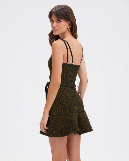 Metallic Knit Mini Dress Black - PatBo