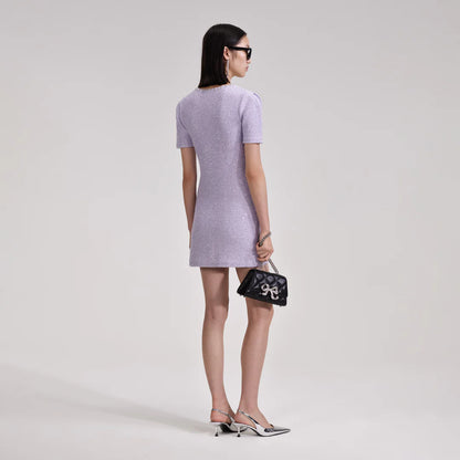 Sequin Knit Mini Dress Lilac - Self-Portrait