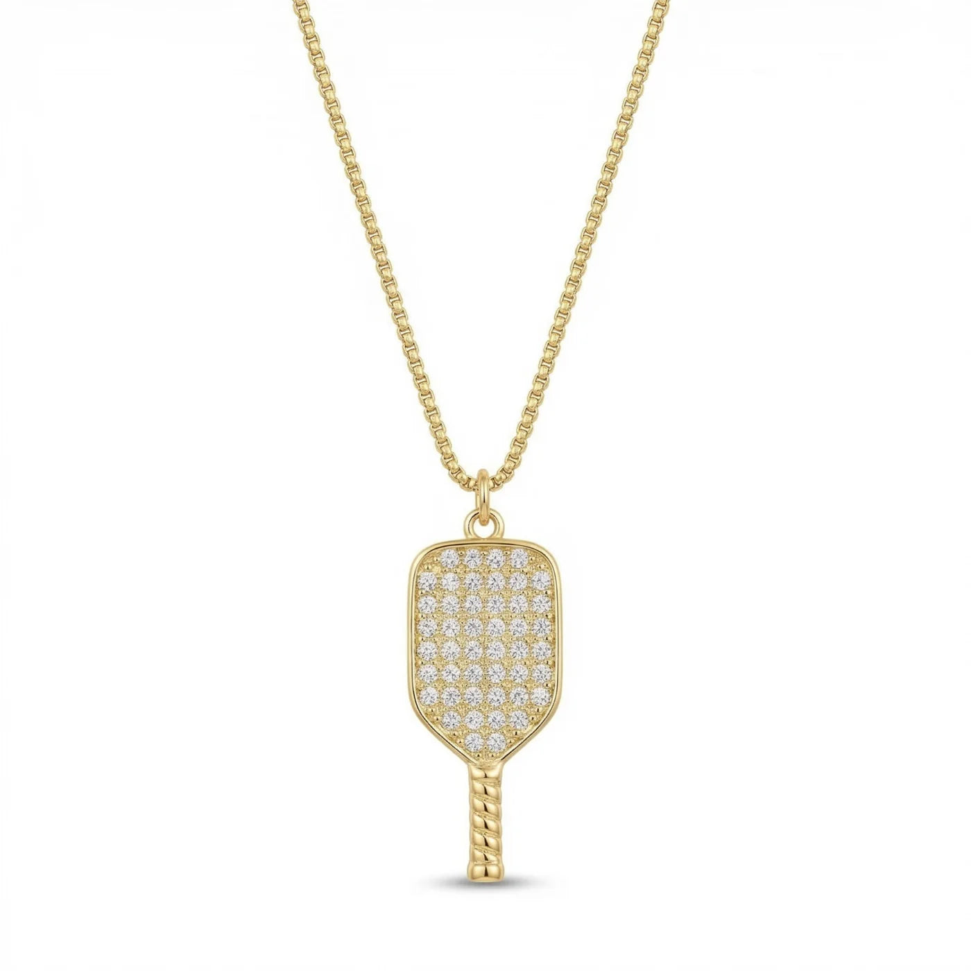 The Pickleball Paddle Rhinestone Necklace Gold - Love You More
