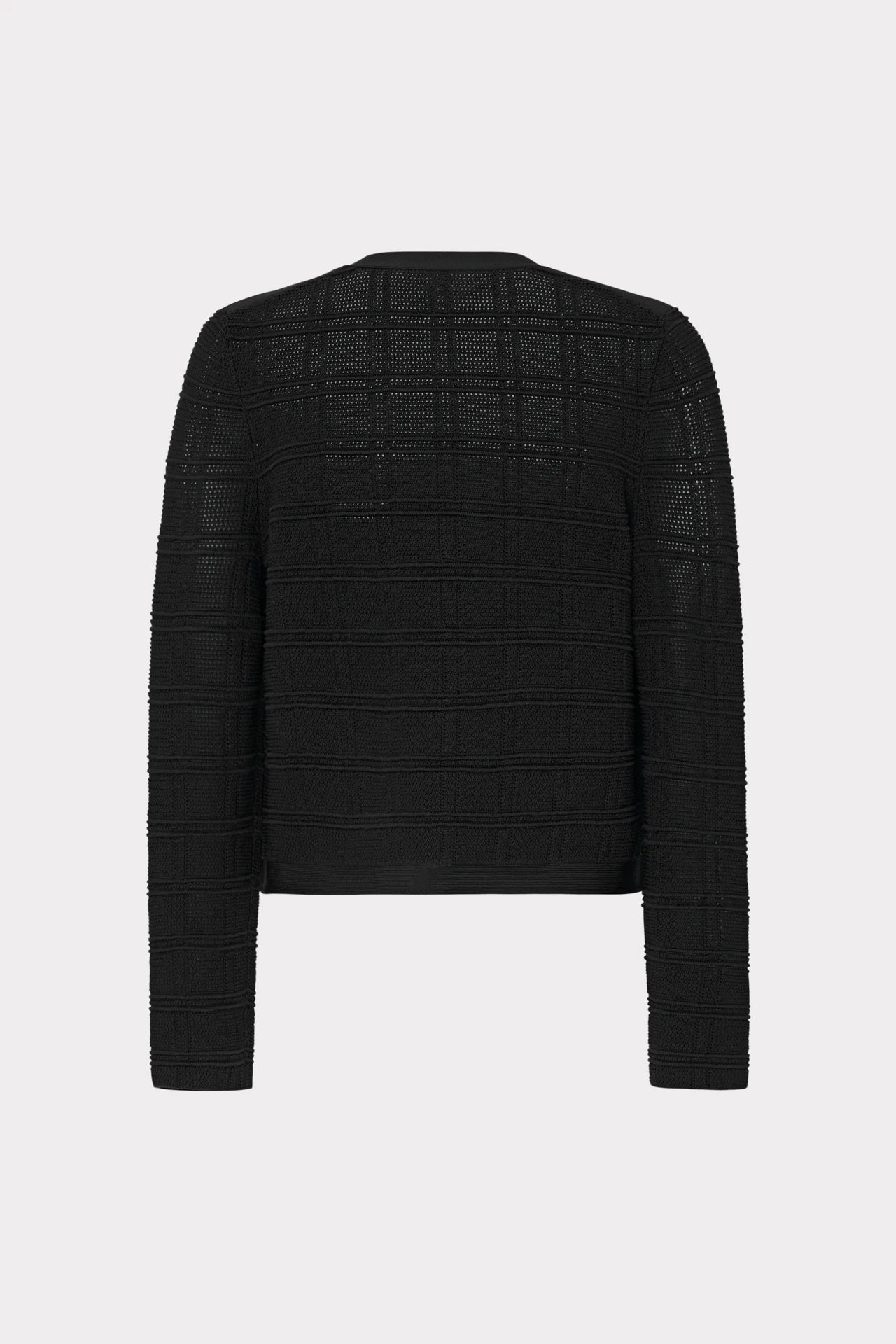 Pointelle Textured Knit Jacket Black - Milly
