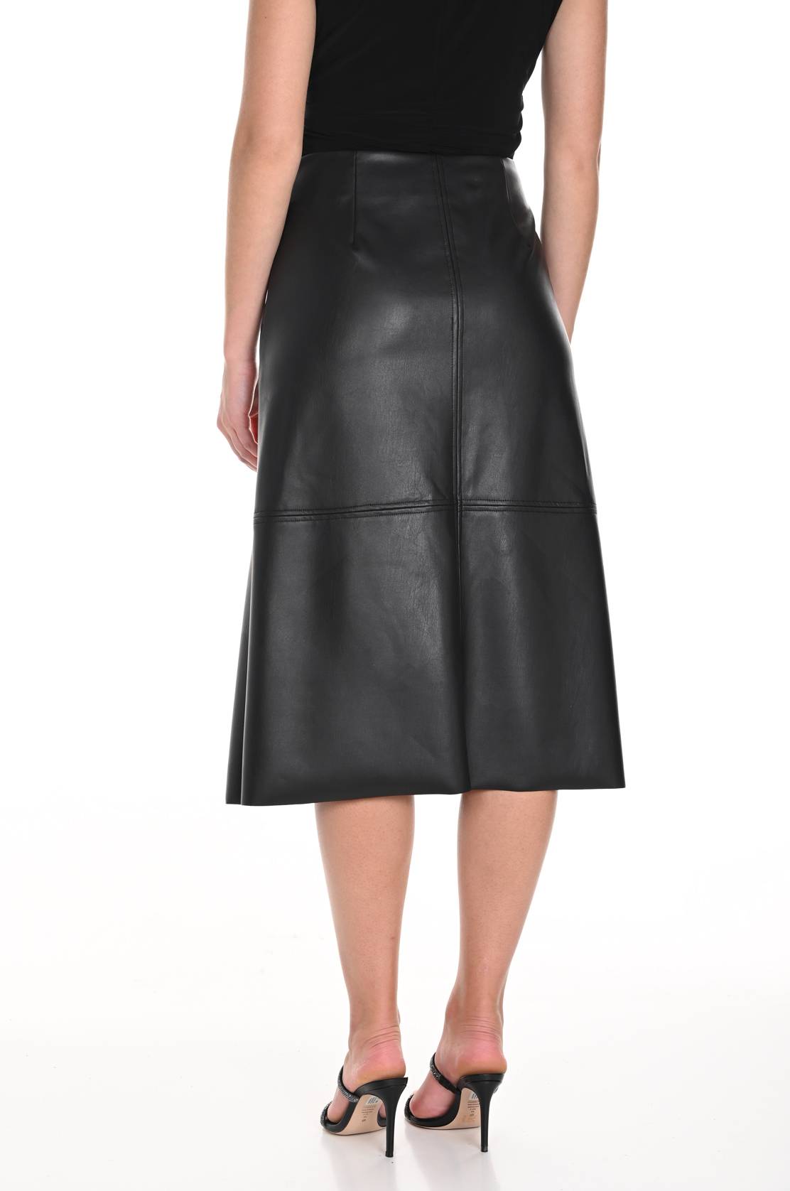 Vegan Leather Midi Skirt Black - Frank Lyman