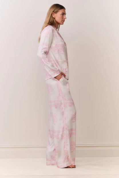 Helia Bandana Toile Print Pant Ivory Heirloom - LoveShackFancy