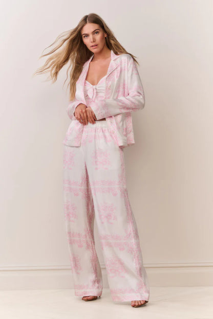 Helia Bandana Toile Print Pant Ivory Heirloom - LoveShackFancy