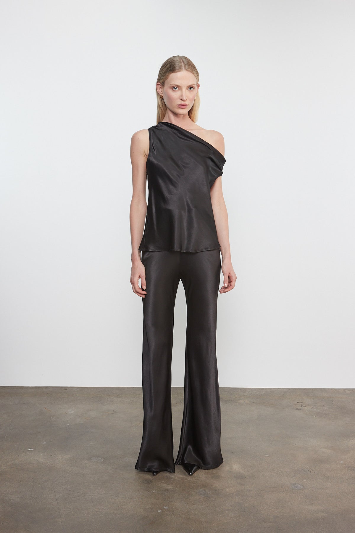 Satin Bias Cut Pant Black - Enza Costa