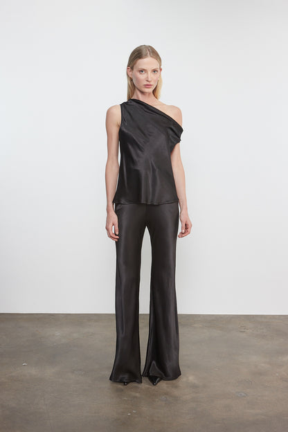 Satin Bias Cut Pant Black - Enza Costa