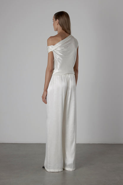 Satin Bias Off-Shoulder Top Cloud - Enza Costa