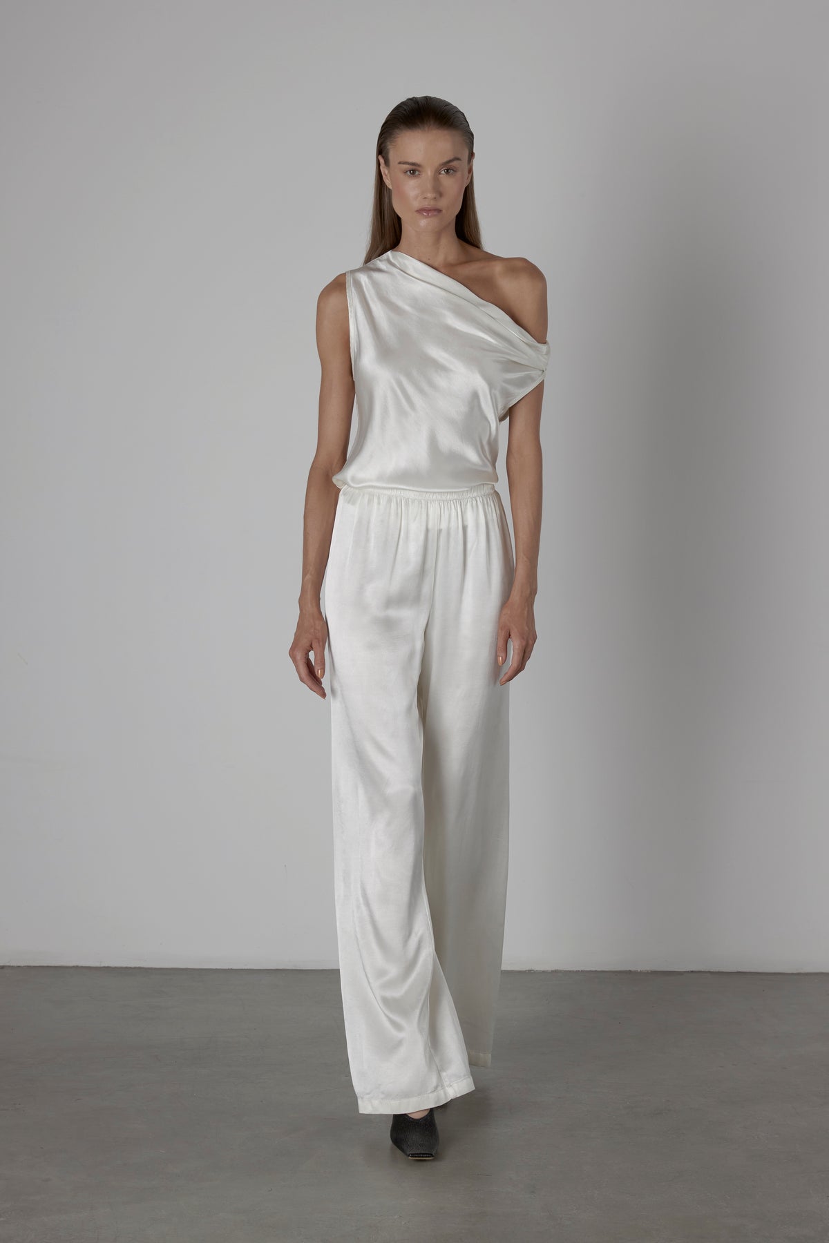 Satin Bias Off-Shoulder Top Cloud - Enza Costa