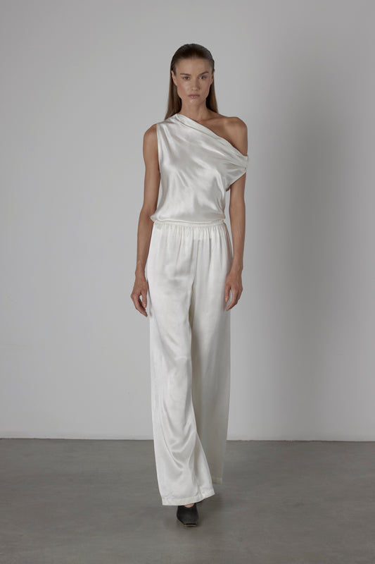 Satin Bias Off-Shoulder Top Cloud - Enza Costa